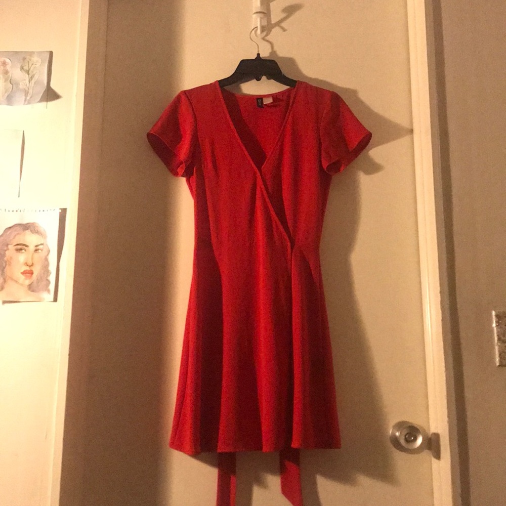 Red wrap dress